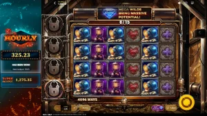 Tampilan visual slot Dynamite Riches The Mother Lode dengan simbol tambang dan emas