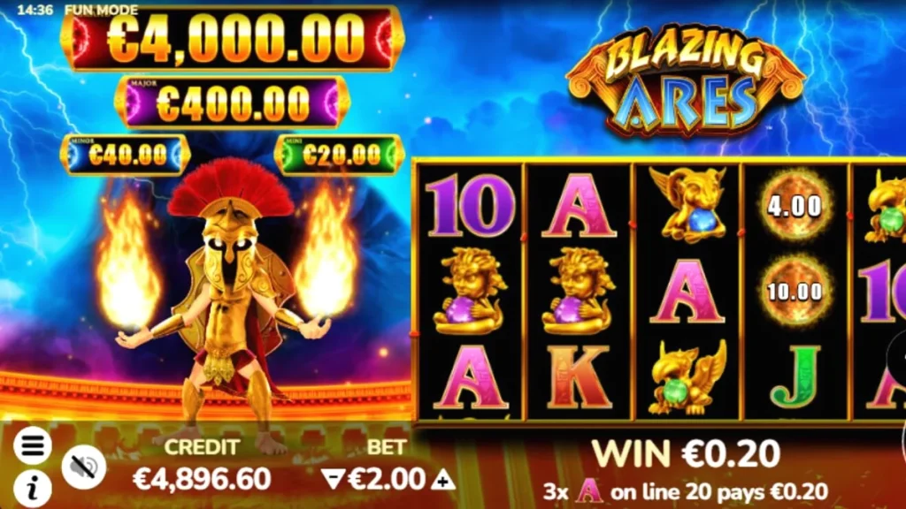 Simbol-simbol bertema mitologi Yunani yang terbakar dalam slot Blazing Ares
