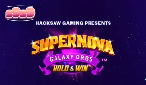Tampilan visual slot Supernova Galaxy Orbs dengan tema retro arcade dan luar angkasa